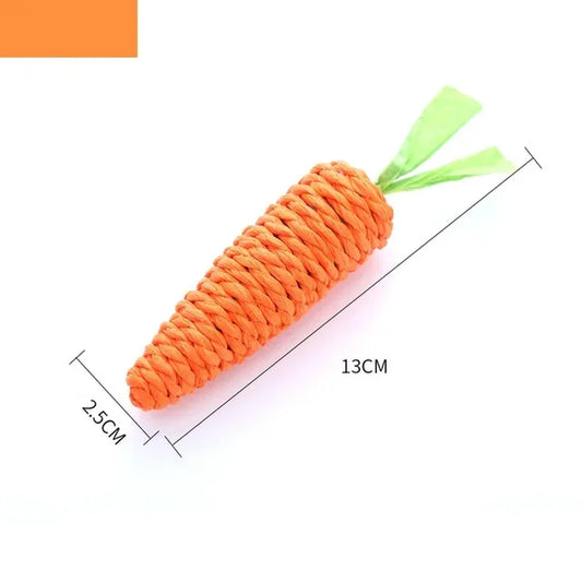 Cat Toy Carrot Sound Pet Products Bite Resistant Paper Rope Scratcher Clean Teeth Interactive Play Carrot Chew Toy For